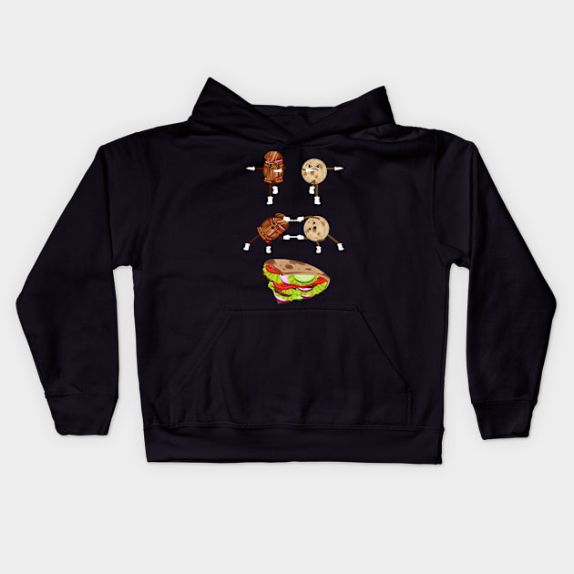 Doner Kebab, Grill, BBQ, Chips, Fries, Fast food Kids Hoodie by Strohalm